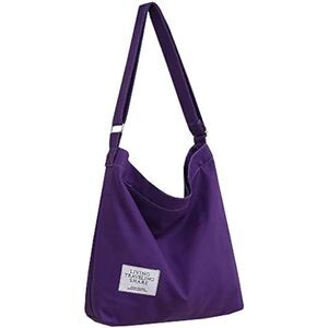 Women's Purple Imported Canvas Retro Large Size Shoulder Crossbody Tote Bag